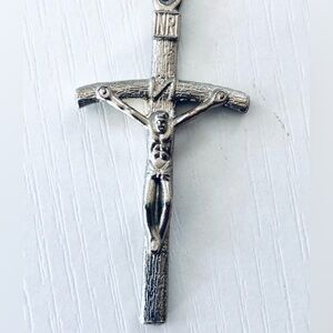 Keychain Jesus on the cross INRI Silvertone keychain 4 1/2 x 1"x 2"